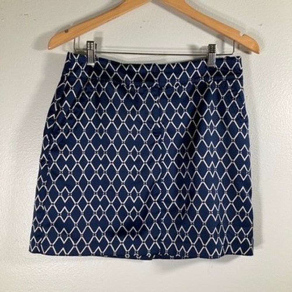 IZOD Golf Womens 2 Skort Navy Blue White Diamond Geometric Athletic Skirt